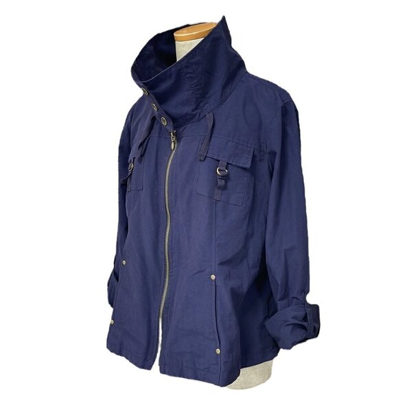 Live a Little Fisherman's Utility Jacket NWT Rolled Sleeves Zip Collar Purple XL - Picture 3 of 17